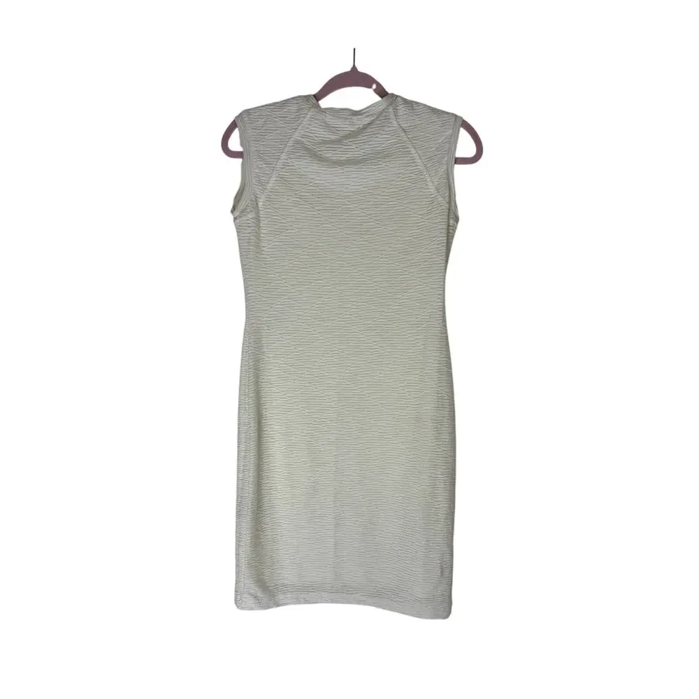 Sharagano Ivory Textured Sleeveless Stretchy Sheath Casual Mini Dress Size 4‎